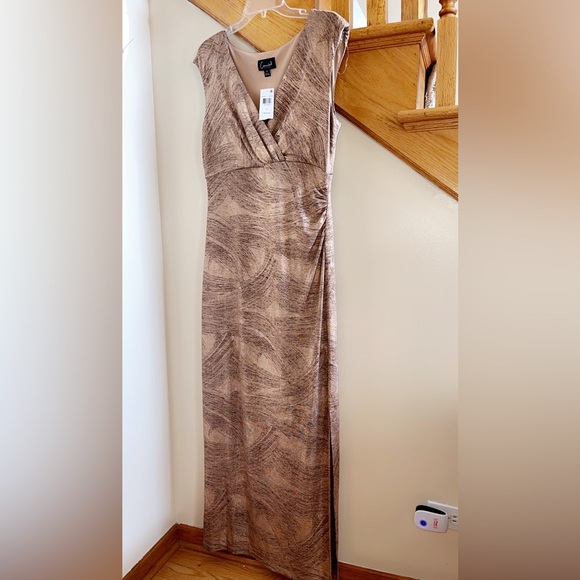 Women’s Formal Dress Size 12 CONNECTED Gold Side Slit Lined Maxi Sheath Gown NEW - Picture 7 of 9